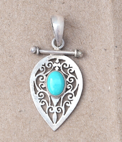 Sterling silver Jali pendent with Turquoise stone RPP2010T